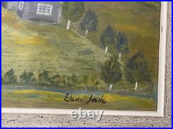 Vintage Norway Elida Jorde Kristiansen Signed Oil Painting Mountain Landscape