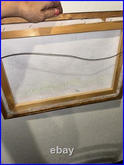 Vintage O. Huli Signed Southeast Asian Rice Field Painting 15x20 Bamboo Frame