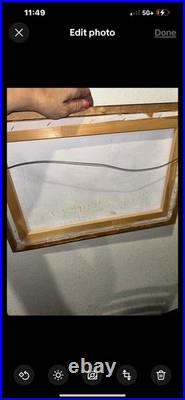 Vintage O. Huli Signed Southeast Asian Rice Field Painting 15x20 Bamboo Frame