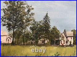 Vintage Oil Painting Farmhouse & Barn Folk Art Style Signed PADGETT Framed 27