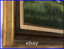 Vintage Oil Painting Farmhouse & Barn Folk Art Style Signed PADGETT Framed 27