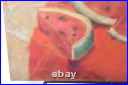 Vintage Oil Painting WATERMELON SLICES American Folk Art Painting Unsigned Canva