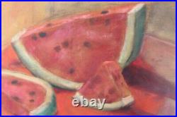 Vintage Oil Painting WATERMELON SLICES American Folk Art Painting Unsigned Canva