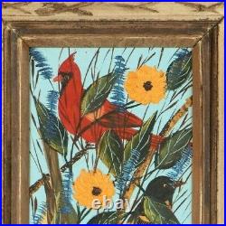 Vintage Original Collectible Haitian Art Painting Gesner Abelard Birds Haiti