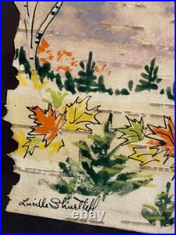 Vintage Original Folk Art Mixed Media Ink & Watercolor Painting Birch Bark Bears