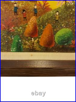 Vintage Original Oil On Canvas Folk Art Landscape Painting By Cermic Blasnauski
