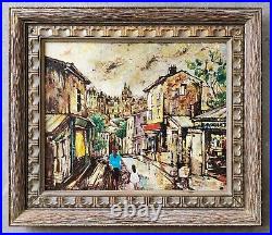 Vintage Original Oil Painting Signed Cityscape Street Scene Landscape MCM Art