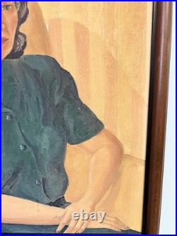 Vintage Original Oil Portrait Painting Wilma Snethen Oklahoma Folk Art Signed