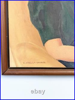 Vintage Original Oil Portrait Painting Wilma Snethen Oklahoma Folk Art Signed