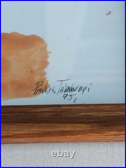 Vintage PAUL H TALAWEPI Watercolor Kachina 12x15 Original Signed Framed