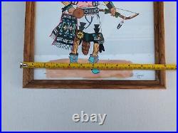 Vintage PAUL H TALAWEPI Watercolor Kachina 12x15 Original Signed Framed