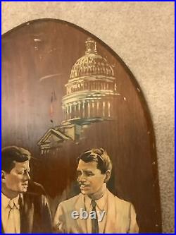 Vintage PRESIDENT JOHN F KENNEDY JFK ROBERT RFK CAPITOL FOLK ART PAINTING WOOD