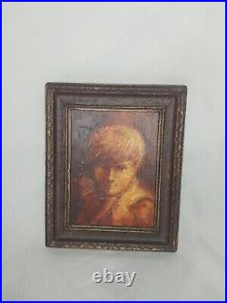 Vintage Painting Oil Texture One Of A Kind Boy Vintage Frame Rare Find