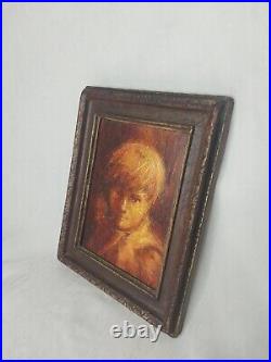 Vintage Painting Oil Texture One Of A Kind Boy Vintage Frame Rare Find