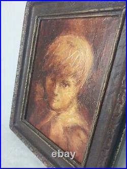 Vintage Painting Oil Texture One Of A Kind Boy Vintage Frame Rare Find