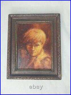 Vintage Painting Oil Texture One Of A Kind Boy Vintage Frame Rare Find