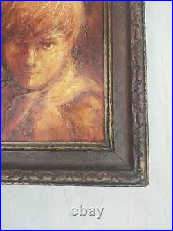 Vintage Painting Oil Texture One Of A Kind Boy Vintage Frame Rare Find