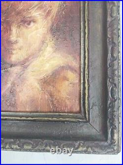 Vintage Painting Oil Texture One Of A Kind Boy Vintage Frame Rare Find