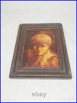 Vintage Painting Oil Texture One Of A Kind Boy Vintage Frame Rare Find