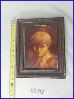 Vintage Painting Oil Texture One Of A Kind Boy Vintage Frame Rare Find