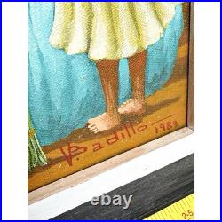 Vintage Painting V Badillo Abstract Figurative Mexican Folk Art Framed Signed Vintage Painting V Badillo Abstract Figurative Mexican Folk Art Framed Signed