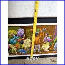 Vintage Painting V Badillo Abstract Figurative Mexican Folk Art Framed Signed Vintage Painting V Badillo Abstract Figurative Mexican Folk Art Framed Signed