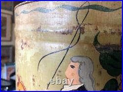 Vintage Peter Hunt Folk Art Hand Painted Waste Basket EARLY. Authentic