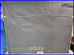 Vintage Primitive Folk Art Pioneer Family Log Cabin Farm Painting Signed F White