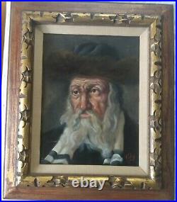Vintage Rabbi Oil Painting/Original/Jewish Folk Art/Kirley/1966/Portrait/Canvas