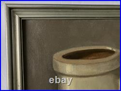 Vintage Signed Oil Painting Still Life Crockery Stoneware STUDY IN GRAY Framed