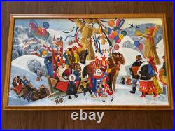 Vintage Slavic / Russian Folk Art Painting on Canvas Maslenista Celebration Vintage Slavic / Russian Folk Art Painting on Canvas Maslenista Celebration