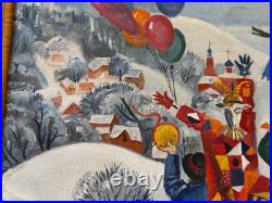 Vintage Slavic / Russian Folk Art Painting on Canvas Maslenista Celebration Vintage Slavic / Russian Folk Art Painting on Canvas Maslenista Celebration