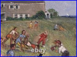 Vintage Street Fair Oil By Geraldine D N Acker Poughkipsi NY Folk Art Painting