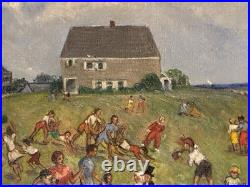 Vintage Street Fair Oil By Geraldine D N Acker Poughkipsi NY Folk Art Painting