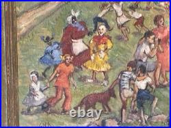 Vintage Street Fair Oil By Geraldine D N Acker Poughkipsi NY Folk Art Painting