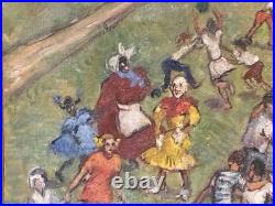 Vintage Street Fair Oil By Geraldine D N Acker Poughkipsi NY Folk Art Painting