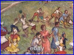 Vintage Street Fair Oil By Geraldine D N Acker Poughkipsi NY Folk Art Painting
