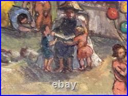 Vintage Street Fair Oil By Geraldine D N Acker Poughkipsi NY Folk Art Painting