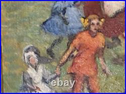 Vintage Street Fair Oil By Geraldine D N Acker Poughkipsi NY Folk Art Painting