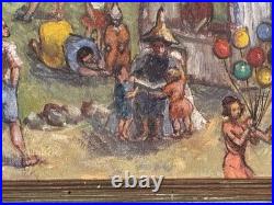 Vintage Street Fair Oil By Geraldine D N Acker Poughkipsi NY Folk Art Painting