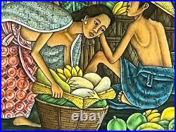 Vintage Suasa Original Balinese Ubud Oil on Canvas Signed and Framed 31 x 23