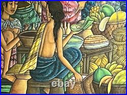 Vintage Suasa Original Balinese Ubud Oil on Canvas Signed and Framed 31 x 23