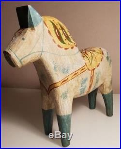 Vintage Swedish Dala Horse. Folk Art Carved Sweden Hand Painted. 10