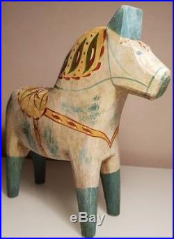 Vintage Swedish Dala Horse. Folk Art Carved Sweden Hand Painted. 10