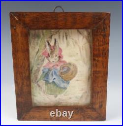 Vintage Theorem Painting by Betty Kinley Oil on Velvet Beatrix Potter Folk Art