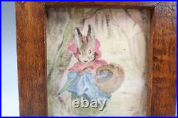 Vintage Theorem Painting by Betty Kinley Oil on Velvet Beatrix Potter Folk Art