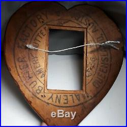 Vintage Tramp Art Chip Notch Wood Handmade Heart Picture Frame folk primitive