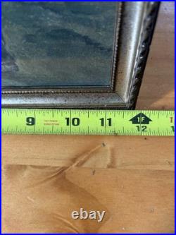 Vintage Watercolor Painting Cows Boy On Dirt Road With Cattle Framer Landscape