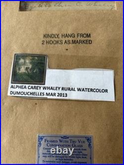 Vintage Watercolor Painting Cows Boy On Dirt Road With Cattle Framer Landscape