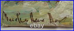 Vintage Western Folk Art Painting Wild Mustang Horse Top Of Windy Mountain Naive